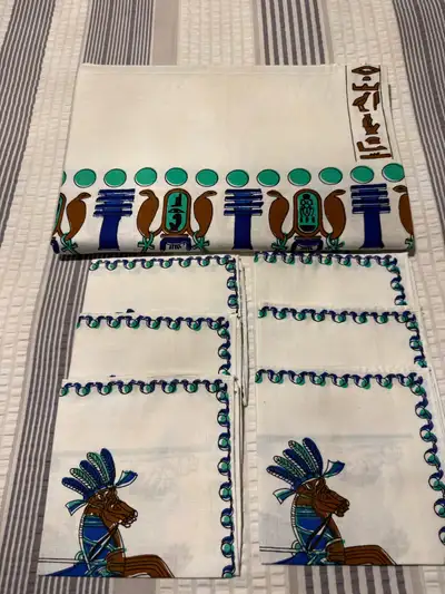 Vintage Table  cloth and 6 matching cloth napkins - new - $45.00, View more