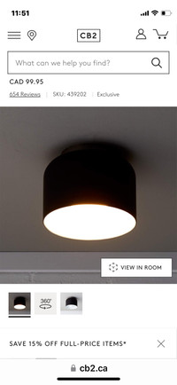 Cb2 bell ceiling light ( black and white) 