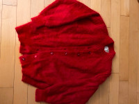 Women Red Cardigan 100% Angora M/L