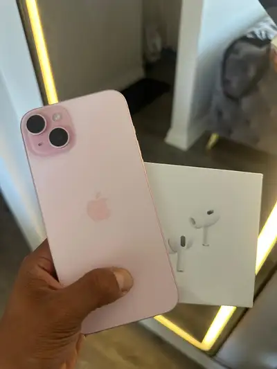 "iPhone 15 128 Gb 93 Btry **Free Airpods Fast Charger & Delivery* I have 2pcs Left Available • Trust...