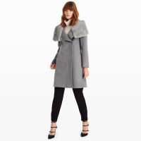 Brand new womens Club Monaco Fur Collar Wool Coat Size L