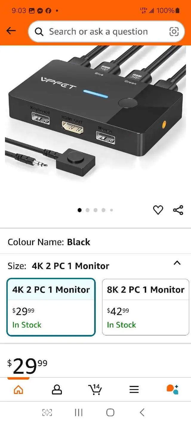 AILVLVNG HDMI KVM Switch 1 Monitors 2 Computers 4K@60Hz USB KVM  in Cables & Connectors in Markham / York Region - Image 3