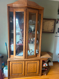 Solid wooden oak China cabinet