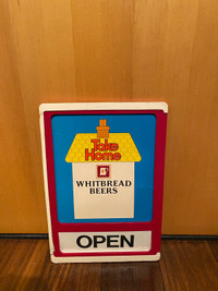 VINTAGE WHITBREADS BEER ADVERTISING OPEN/CLOSE SIGN $35