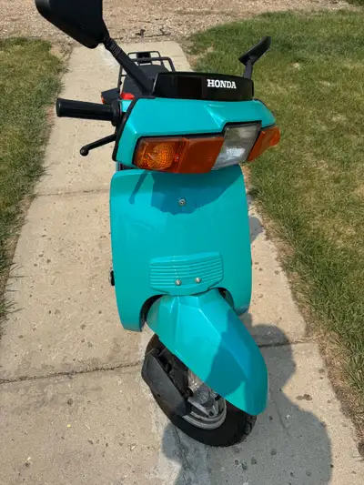 As close to mint as 1984 can get. This Honda 2 stroke oil injected 2 person 80cc scooter runs and dr...