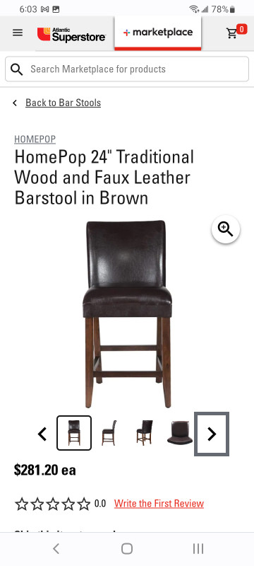 HomePop 24" Traditional Wood bar stool. Brand new in box. in Chairs & Recliners in City of Halifax - Image 3