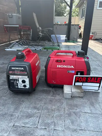 Two Honda generators. Like new….27 hours usage. Purchased new April 2023. Model EU2200 ITC & EU2200...