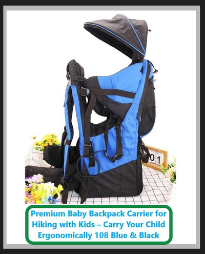 (NEW) Premium Baby Hiking Backpack Kid Carrier Blue & Black, View more