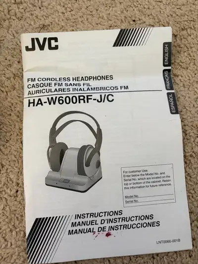 JVC HA-W600RF-J/C FM Cordless Headphones, View more