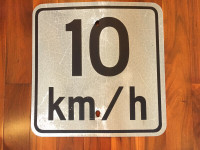 Vintage Road Sign 10km/hr Heavy metal
