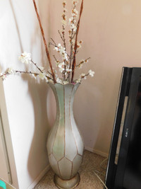2 Unique Decorative Tall Silver Metal Floor Flower Vase