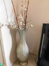 2 Unique Decorative Tall Silver Metal Floor Flower Vase