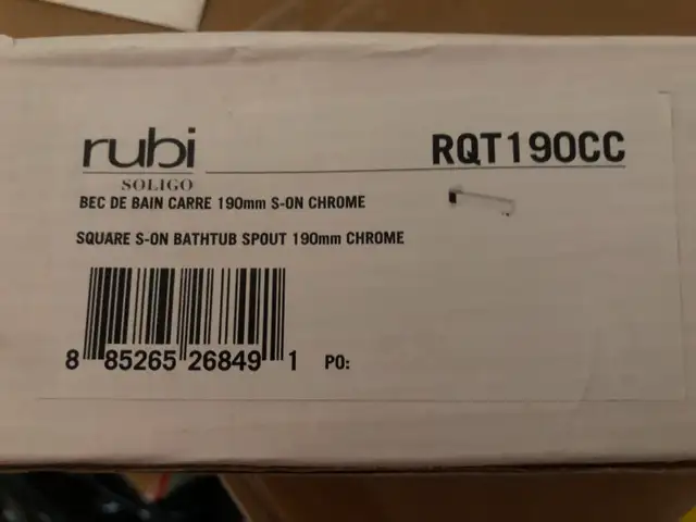 Rubi Square S-On Bathtub Spout 190Mm Chrome RQT190CC in Plumbing, Sinks, Toilets & Showers in Markham / York Region - Image 2