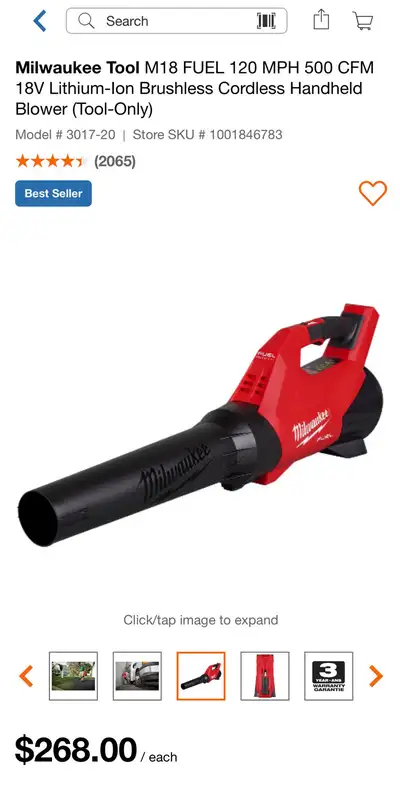 Milwaukee M18 FUEL 120 MPH 500 CFM 18V Lithium-Ion Brushless, View more
