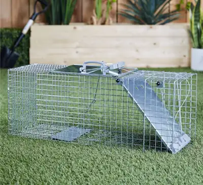 Easy set safe and humane trap for raccoons, cats and other animals, price at Canadian Tire $139 plus...