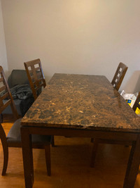 Five piece dining table with four chairs