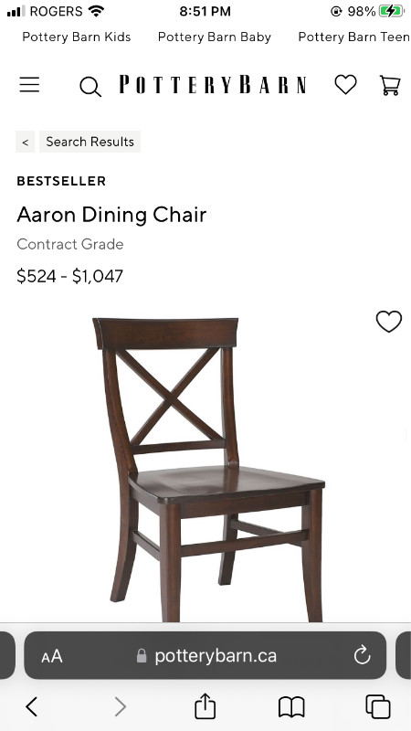 Pottery Barn Aaron Dining Chairs in Chairs & Recliners in City of Toronto