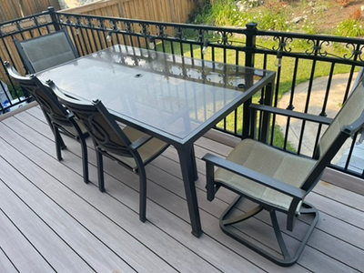 Glass-Top Patio Dining Set with 4 Chairs and Rocker, View more