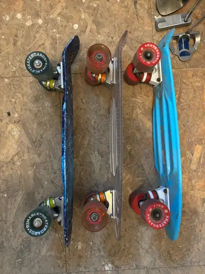 3 available - $30 per skateboard Penny skate boards Length in the last pic DARK BLUE BOARD - SOLD