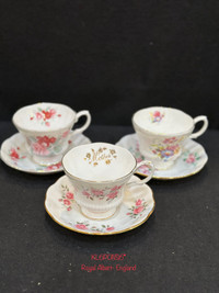 3 Royal Albert tea cups & 3 saucers , Gainsborough shaped cups 