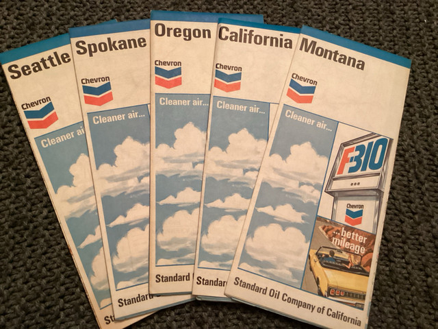 Vintage Advertising Chevron Oil Western US States City Road Maps in Arts & Collectibles in Kamloops