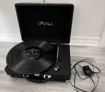 Portable Suitcase Turntable with Stereo Speaker, Classic Black, View more
