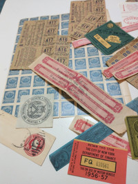 Variety of USA customs, excise and government stamps and labels