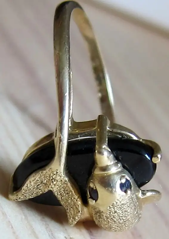 BEAUTIFUL 10K SOLID GOLD DOLPHIN RING WITH GEMSTONES SIZE 6.25 in Jewellery & Watches in Ottawa - Image 10