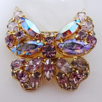 butterfly brooch AURORA BOREALIS La ROCO designer RARE SIGNED