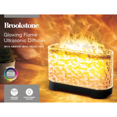 NEW Brookstone Glowing Flame Ultrasonic Diffuser, View more