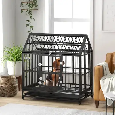 49" Heavy Duty Dog Crate with Removable Tray, Doors, Openable Roof, for Large and Extra Large Dogs,...
