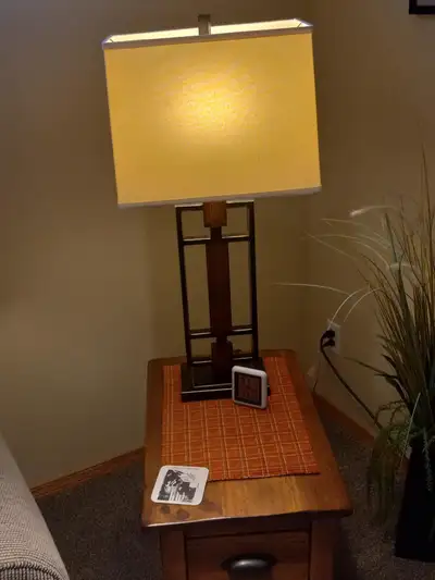 2 - Tri-LiteTable Lamps with Beige Shades, View more