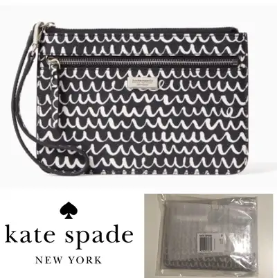 KATE SPADE - NWT - BLACK AND WHITE TINIE WRISTLET CLUTCH BAG, View more