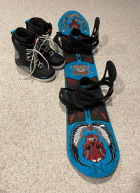 Burton snowboard, bindings and 32 boots