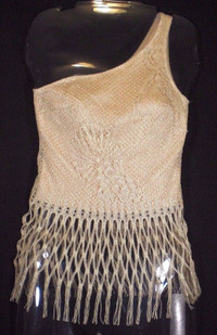 Elegant One Shoulder "Charlotte Russe" Crochet Lace Top-vintage