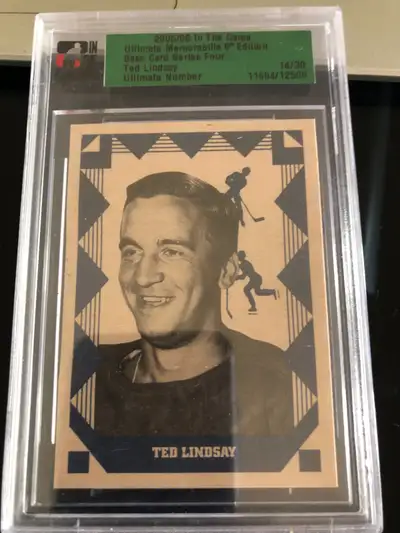 Ted Lindsay serial numbered 2005 hockey card in case, View more