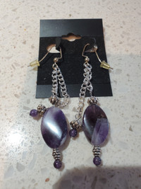 Earings, pendant purple stones NEW