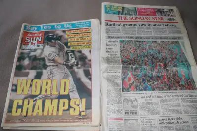 October 25, 1992 Toronto Sun/Toronto Star Blue Jays World Champs, View more