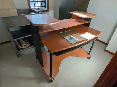 Mobile Computer Desk with Shelves – Sturdy & Practical, View more