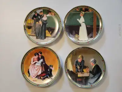4 Norman Rockwell Plates Group Four American Dream Series A Families Full Measure A Couples Commitme...