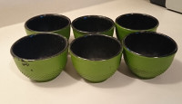 Vintage Japanese Green Cast Iron Tea Cups