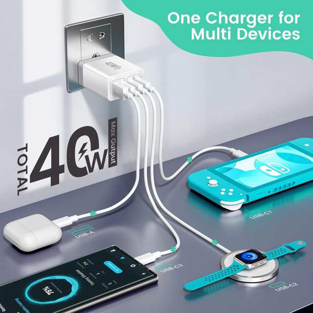 BRAND NEW 40 WATT WALL CHARGER FAST CHARGING BLOCK in General Electronics in Hamilton - Image 2