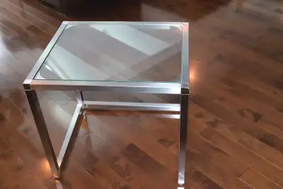 table, metal and glass, View more