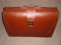 Vintage Cowhide Tan Leather Satchel / Briefcase