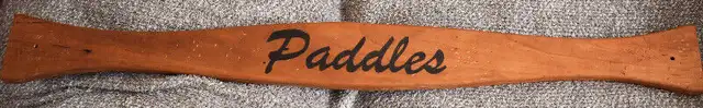 HANDMADE WOODBURNED PADDLE SIGN ON OLD CHERRY CANOE THWART in Arts & Collectibles in Peterborough - Image 3