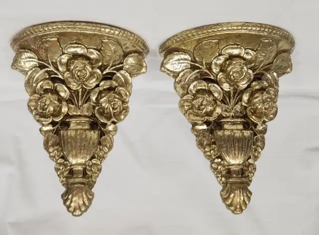 Vintage Plaster Wall Shelf Sconces, Book Ends in Home Décor & Accents in Kitchener / Waterloo - Image 2
