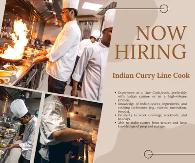 HIRING LINE COOK-Indian Curry, View more