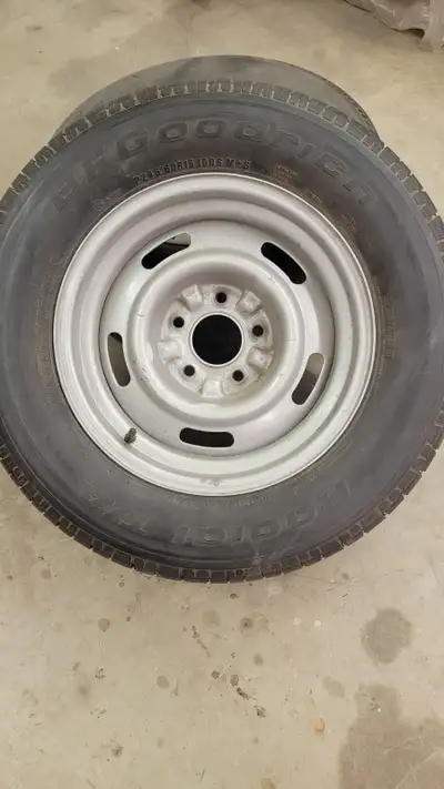 2 - 15 x 8 inch Chevy Rally wheel with R245/60 radial t/a tires like new