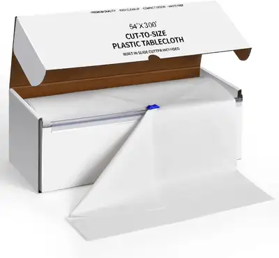 Plastic Table Cloth Disposable, 54In X 300Feet White Table Cover, View more