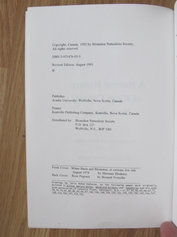 A NATURAL HISTORY OF KINGS COUNTY - 1993 Revised in Non-fiction in City of Halifax - Image 3